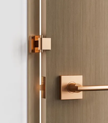 Vista 8 de HARDWOOD HWPDL01-US11 Cerradura de seguridad para puerta, cobre satinado, aleación de zinc, refuerzo de puerta de privacidad, 1 paquete