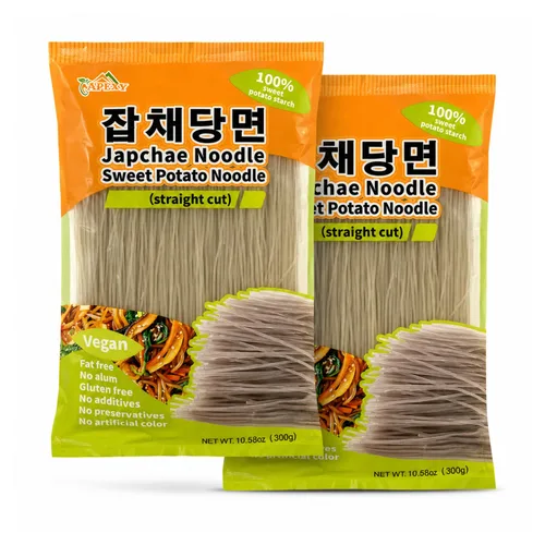 Vista 9 de APEXY Fideos de vidrio de batata corte recto, fideos japchae, pasta de fideos coreanos, sin grasa y sin gluten, 100% almidón de batata, sin
