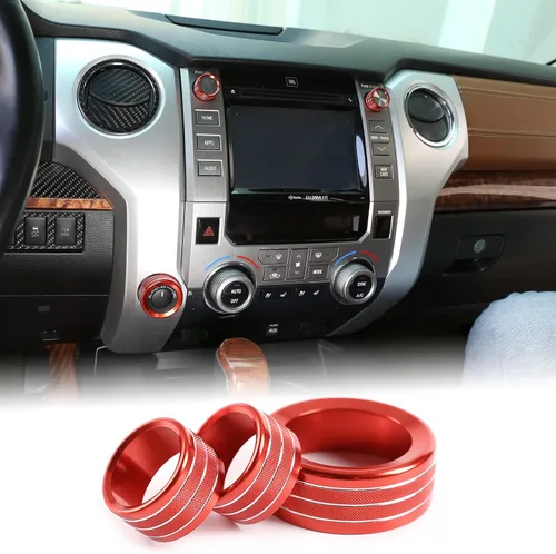 Vista 9 de Aunginsy Cubierta de Botón de Interruptor de Aire Acondicionado de Aluminio Compatible con Toyota Tundra 2014-2021, Interruptor de Botón de Control
