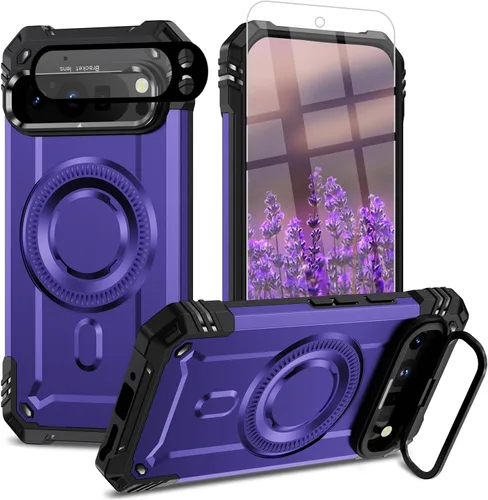 Vista 22 de Funda para Google Pixel 9 Pro XL [protección contra caídas de grado militar de 15 pies] con protector de pantalla y protector de lente, resistente a