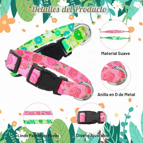 Vista 3 de Paquete de 4 collares de flores para perros pequeños y hembras