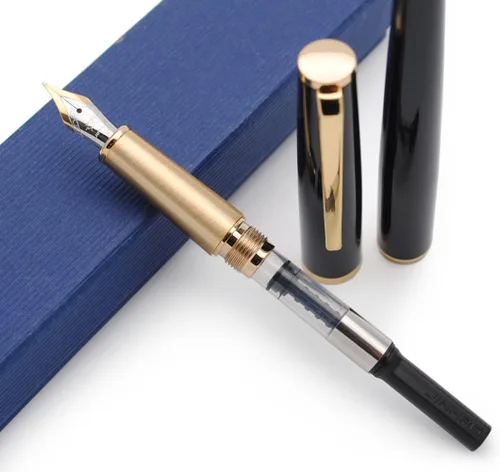 Vista 3 de JINHAO - Pluma estilográfica de metal serie 95 (negro con clip dorado, punta F de 0.020 in)