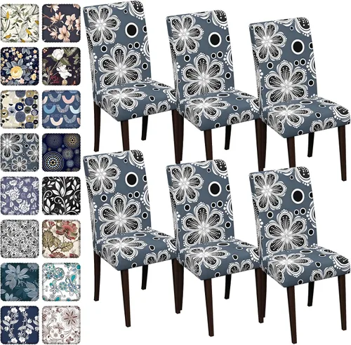 Vista 69 de Fundas para sillas de comedor CoSofSLIP, juego de 2, fundas estampadas elásticas antideslizantes, fundas extraíbles y lavables para sillas