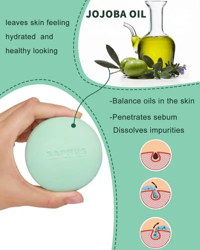 Vista 3 de Barra de lavado facial, barras de limpieza facial, limpiador de jabón facial con aminoácidos y aceite de jojoba para una exfoliación suave para piel