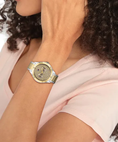 Vista 4 de Tommy Hilfiger Reloj multifunción de cuarzo para mujer con esfera gris pardo (Modelo 1782658), Dos tonos, Classic
