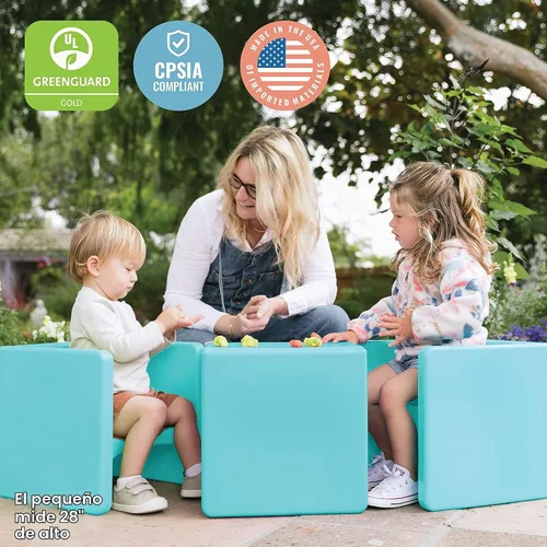 Vista 7 de ECR4Kids Tri-Me Silla de cubo 3 en 1, muebles para niños, Aqua Aguamarina