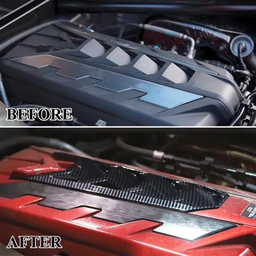 Vista 5 de Molduras de Panel de Cubierta del Motor para Chevrolet Corvette C8 2020-2025 Accesorios (Fibra de Carbono)