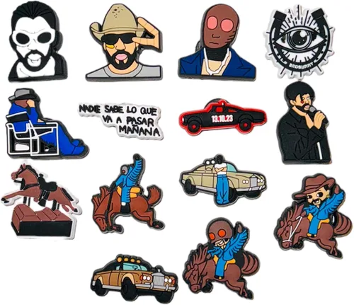 Vista 2 de 14 piezas NShoe Charm Accesorios Nadie Sabe Nuevo Álbum Zapato Clip Pack para Zuecos Latin Singer, Caucho, No es una piedra preciosa