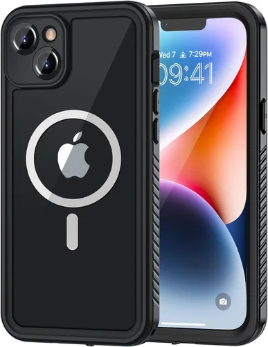 Vista 35 de Lanhiem Funda para iPhone 14, impermeable IP68 a prueba de polvo con protector de pantalla integrado, resistente a prueba de golpes de cuerpo Negro