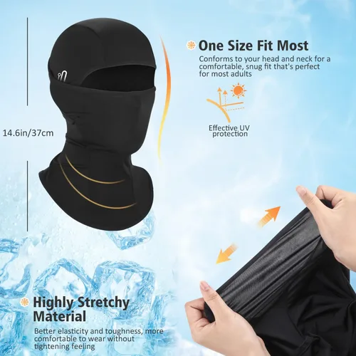 Vista 3 de Pasamontañas de verano para hombres y mujeres, máscara facial de seda de hielo refrescante, protección UV, pasamontañas para ciclismo, motociclismo