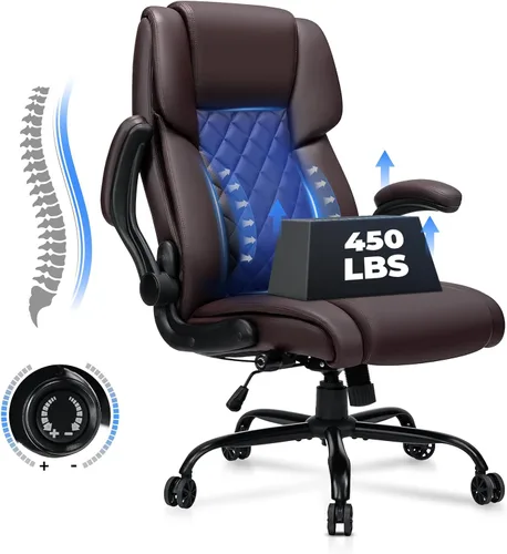Vista 11 de Silla de oficina grande y alta de 450 libras, silla de escritorio ejecutiva Negro