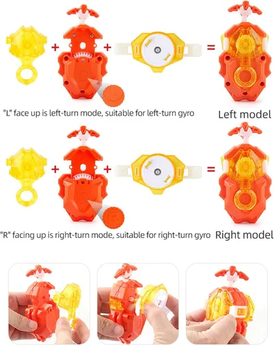 Vista 4 de DYT Battling Tops Burst B-184 Bey Launcher LR Left Right Spin DB Layer System, B-11 Grip Metal Fusion Starter String Strong Spinning Top Toys Naranja