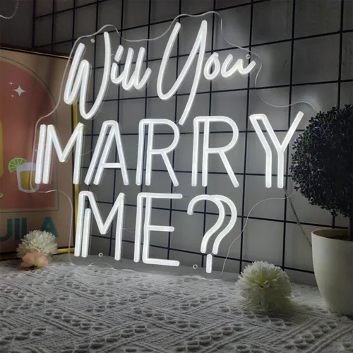 Vista 3 de Letrero de neón con texto en inglés «Will You Marry Me» para decoración de pared, letreros LED, 30 pulgadas de Mr & Mrs para decoración de pared