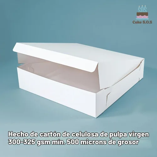 Vista 6 de Caja de pastel blanca de 19 x 14 x 4 1/2 pulgadas, cajas de panadería de primera calidad, una pieza, perfectas para empaquetar y vender pasteles