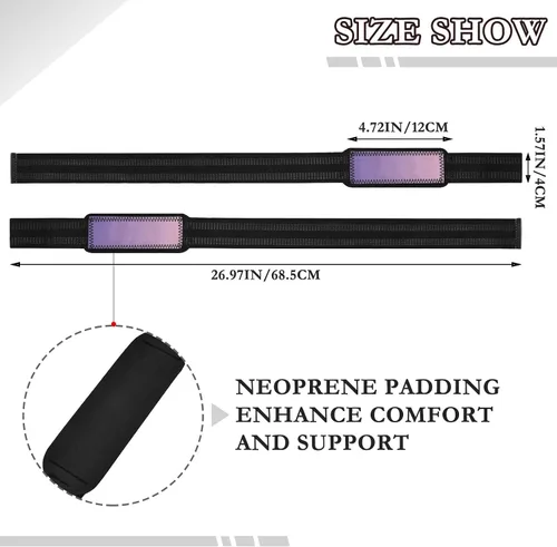 Vista 3 de Purple Gradient Weight Lifting Straps 26" Anti Slip Wrist Wraps Gym for Powerlifting, Strength Training, Bodybuilding