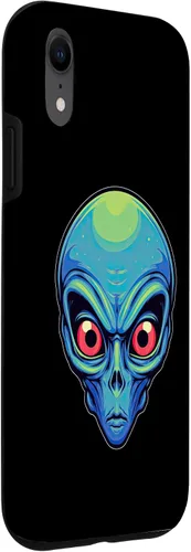 Vista 18 de iPhone 13 Pro Max Alien Face UFO Alien Head Funny Alien Case