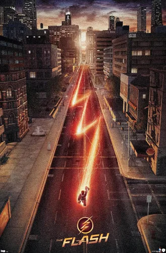 Vista 10 de Trends International DC Comics TV - The Flash - Póster de pared de una hoja de calle, 14.725 x 22.375 pulgadas, versión enmarcada de madera