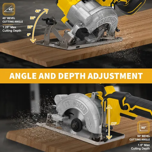 Vista 3 de Sierra circular inalámbrica de 5 pulgadas para batería Dewalt de 20 V (sin batería), sierra de madera eléctrica con motor sin escobillas, bisel