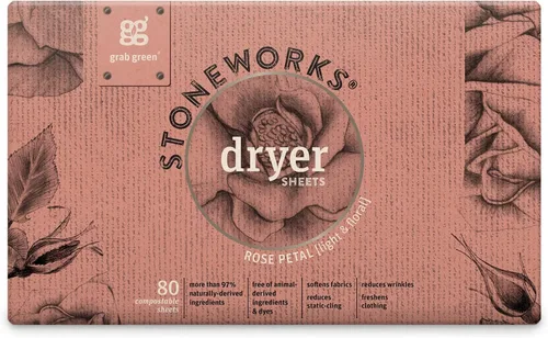 Vista 5 de Grab Green Stoneworks - Paquete de cápsulas de detergente para ropa y hojas para secadora (pétalo de rosa) 80 unidades Rose Petal Scent; Plant &