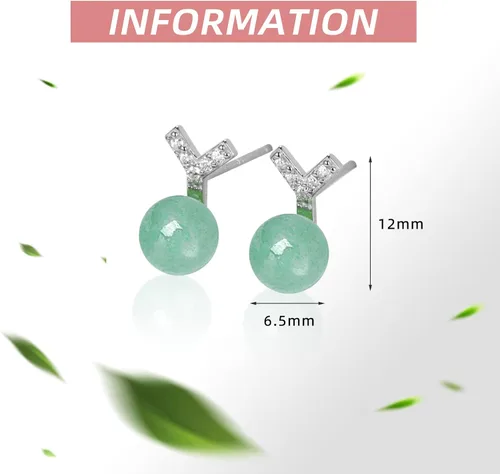 Vista 42 de Jade Earrings Studs,Green Jade Earrings for Women,925 Sterling Silver Earrings Studs for Sensitive Ears,Handmade Jade Earrings for Birthday