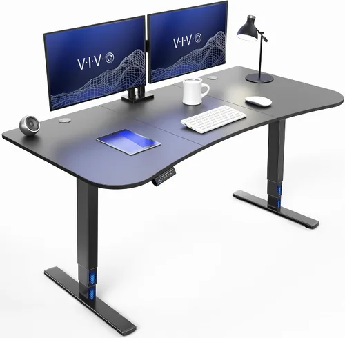 Vista 14 de VIVO - Escritorio eléctrico de pie de 71 x 30 pulgadas con marco de bambú real, ajuste de pantalla táctil, soporte de marco de 176 lb, serie 2E