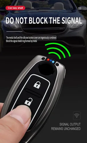 Vista 3 de SANRILY Funda luminosa de 3 botones para llavero Nissan Infiniti X-Trail Rogue Altima Quest Pathfinder Sentra Patrol CIMA Fuga Armada Teana Murano