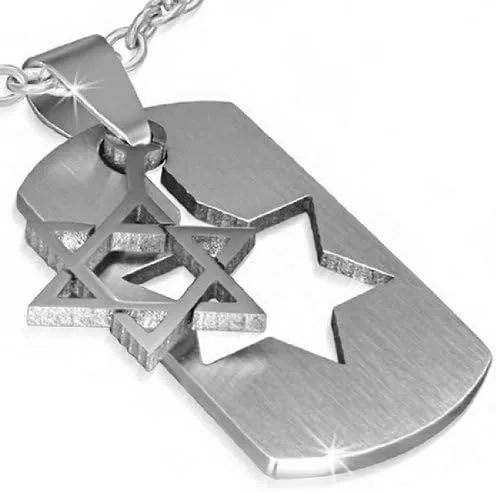 Vista 2 de Acero inoxidable Silver-tone Religiosa Judía Estrella David Unisex Collar con Colgante