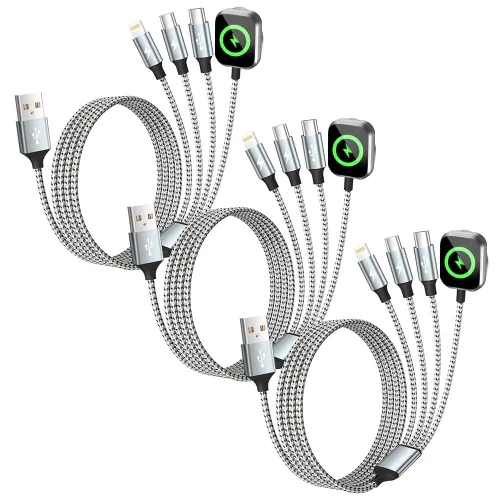 Vista 33 de Travel Essentials - Cable de carga múltiple 4 en 1 para cargador de reloj de iPhone, USB A a doble tipo C/IP/iWatch, cargadores de viaje