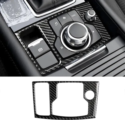 Vista 3 de Accesorios de coche multimedia multimedia Control interruptor Botones cubierta Trim etiqueta para mazdas 3 Axela 2017 2018 fibra de carbono ABS