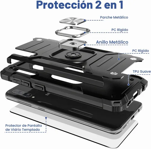 Vista 6 de Funda con soporte para Galaxy A50/A30S/A50S, protector de Negro