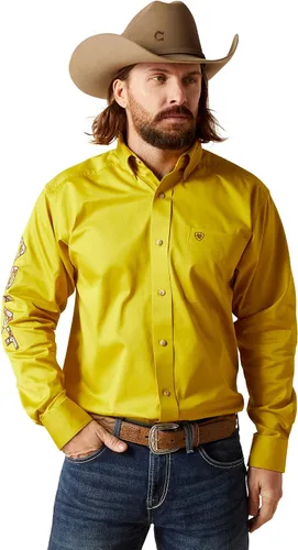 Vista 28 de Camisa de sarga con logotipo del equipo ARIAT de ajuste clásico para hombre Sea Scape USA 3X-Large Turkish Sea