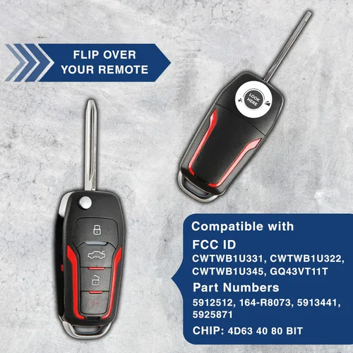 Vista 6 de KeylessOption Llavero de repuesto para 2000 2001 2002 2003 2004 2005 2006 2007 2008 2009 2010 2011 2012 2013 2014 2015 2016 2017 2018 2019 Ford