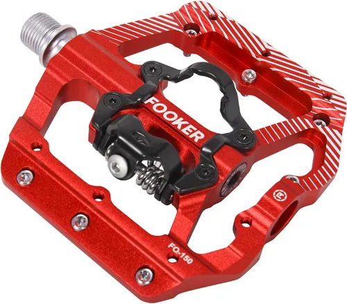 Vista 8 de FOOKER Pedales de bicicleta de montaña MTB, plataforma plana de 3 rodamientos, compatible con doble función sellada de aluminio sin clipless pedales