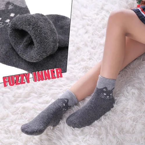 Vista 3 de MQELONG Calcetines de lana para niños, niñas y niños, lindos animales, gruesos, cálidos, calcetines de invierno, 6 pares