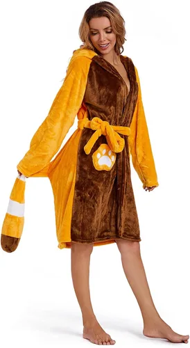 Vista 2 de OLAOLA Women Hooded Plush Robes, Soft Animal Bathrobe for Women, Cozy Warm Home Pajamas Christmas Gift