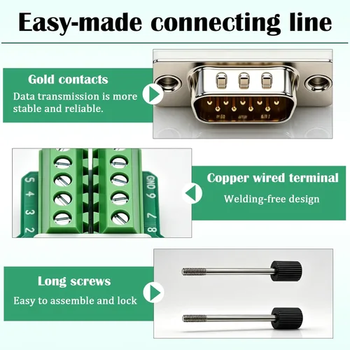 Vista 4 de 12PCS DB9 Macho Solderless 9 Pin Breakout Connector 12 piezas macho sin soldadura