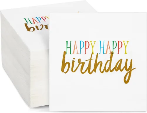 Vista 24 de BLUE PANDA Servilletas de 30 cumpleaños – 5 x 5 pulgadas, 3 capas, 50 unidades, negro y dorado – Servilletas estampadas con texto en inglés «Cheers