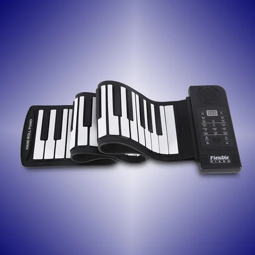 Vista 5 de Piano enrollable, portátil de 61 teclas enrollables, de silicona suave, flexible, teclado electrónico, para el hogar, escuela, para regalo