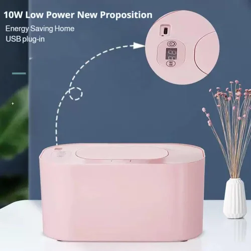 Vista 7 de Calentador de toallitas para bebés, dispensador portátil de gran capacidad con pantalla LED, soporte ajustable para toallitas húmedas para bebés