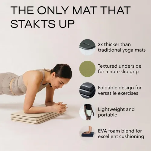 Vista 3 de Stakt La esterilla plegable original de yoga, tapete premium de fitness y multiusos con superficie antideslizante, portátil y ligera