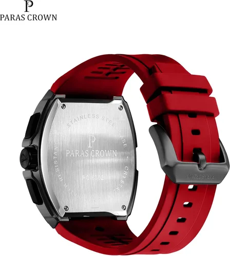 Vista 3 de Paras Crown Relojes para hombre, Tonneau 5ATM, impermeable, de cuarzo, cronógrafo, analógico, de cuarzo, analógico, reloj de pulsera para hombre