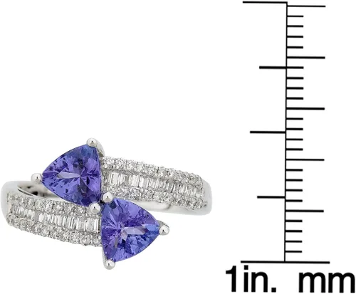 Vista 5 de Gin & Grace Anillo de tanzanita natural azul de oro blanco de 10 quilates (I1, I2) (talla 7) para mujer, Metal Metal Piedra preciosa Piedra