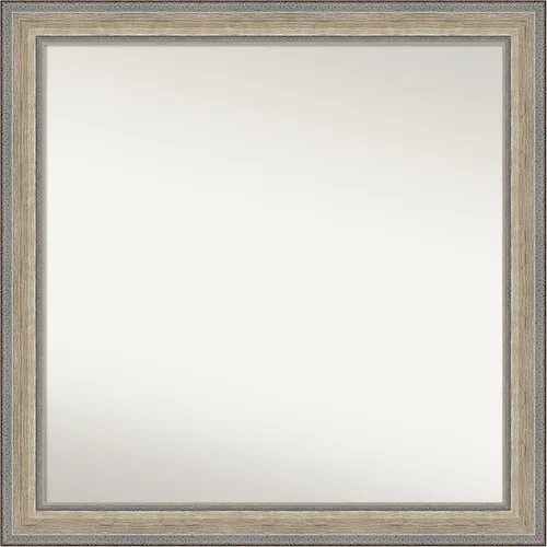 Vista 141 de Amanti Art Espejo de baño plateado para sobre el fregadero, 28 x 37 pulgadas, elegante espejo rectangular de peltre cepillado, marco de madera