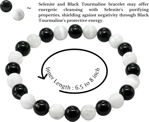 Vista 622 de Amazing Gemstone Pulsera de cristal para mujeres y hombres, pulsera de cristal curativo de protección, pulsera elástica con cuentas de piedras