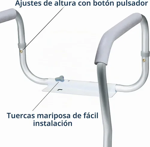 Vista 3 de Carex Rieles de seguridad para inodoro, marco de seguridad de inodoro ajustable y desmontable con asas para ancianos, discapacitados