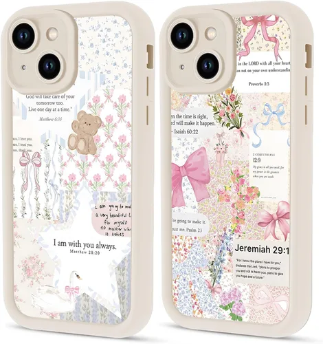 Vista 45 de Paquete de 2 fundas protectoras para iPhone 8 Plus/7 Plus de 5.5 pulgadas con collage de versículos bíblicos de Jesús para mujeres y niñas, diseño