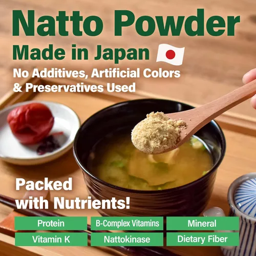 Vista 3 de YAMASAN KYOTO UJI Polvo de soja fermentado japonés Natto, polvo de natto liofilizado, vitamina K, probiótico japonés y superalimento prebiótico
