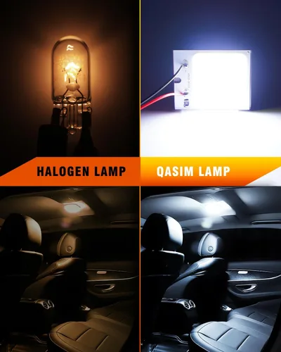 Vista 6 de Qasim Luz LED de cúpula de 12 V COB 48-SMD para interior del automóvil, luz de placa de lectura, techo de techo, lámpara de mapa con adaptadores
