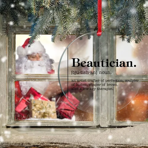 Vista 6 de Adorno de definición de sustantivo esteticista para decoración de árbol de Navidad, definición de esteticista, novedad, adorno de Navidad acrílico
