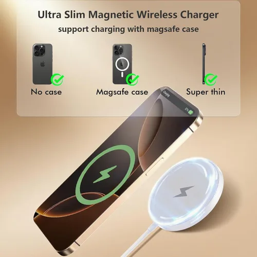 Vista 12 de Cargador inalámbrico magnético para iPhone 17/16/15,15W 6ft Apple MagSafe Charger